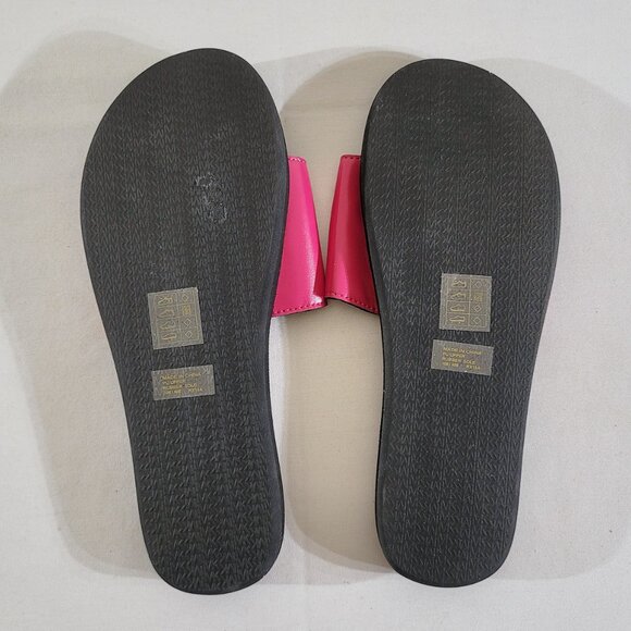 New Michael Kors Women's US 10 M Pink Black MK Signature Logo Slide Sandal - Picture 2 of 3